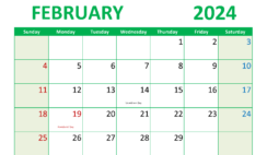 February 2024 Calendar Excel download F2299