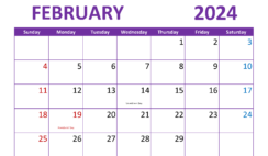 Blank Monthly Calendar Printable February 2024 F2301