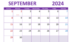 Monthly planner September 2024 Printable S9303