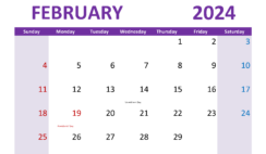 February 2024 Calendar cute Printable F2305