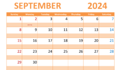 Free Printable Blank Calendar September 2024 S9307