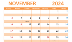 Free Printable Blank Calendar November 2024 N1307