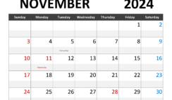 Printable Calendar November2024 N1342