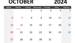 Free downloadable Calendar October 2024 O1345