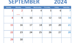 Free 2024 September Printable Calendar S9346