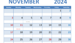 November 2024 Free Print Calendar N1347