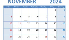 Free Nov 2024 Calendar Printable N1349