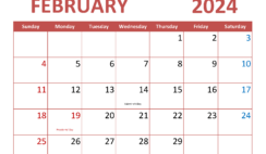 2024 February Blank Calendar Printable F2351