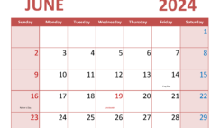 June Template Calendar 2024 J6354