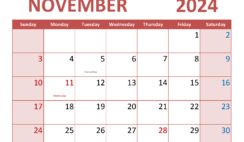 November Template Calendar 2024 N1354