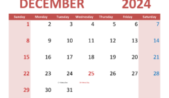 Blank Calendar December 2024 PDF D1355