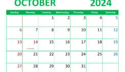 Free Printable October 2024 Monthly Calendar O1356