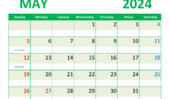 May 2024 Weekly planner Printable M5357