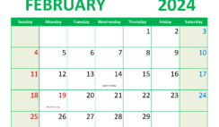 February 2024 Calendar Printable with notes F2359