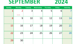 September 2024 Calendar Printable with notes S9359