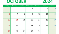 October 2024 Calendar Printable with notes O1359