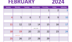 Printable Calendar Feb 2024 Free F2362