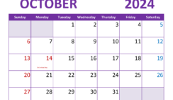 Blank October 2024 Calendar Free O1363