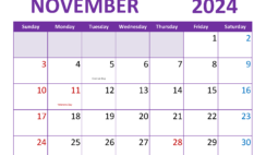 Blank November 2024 Calendar Free N1363