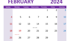 February 2024 Calendar Printable with lines F2365