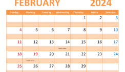 Printable Calendar Page for February 2024 F2367