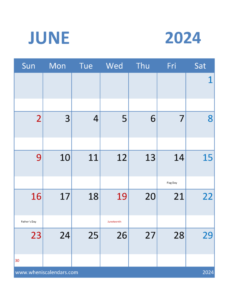 Jun 2024 Calendar Excel J6097