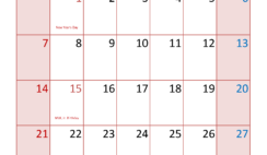 Download print Jan 2024 Calendar Letter Vertical J4104