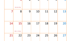 Download Calendar Template January 2024 Printable Letter Vertical J4116